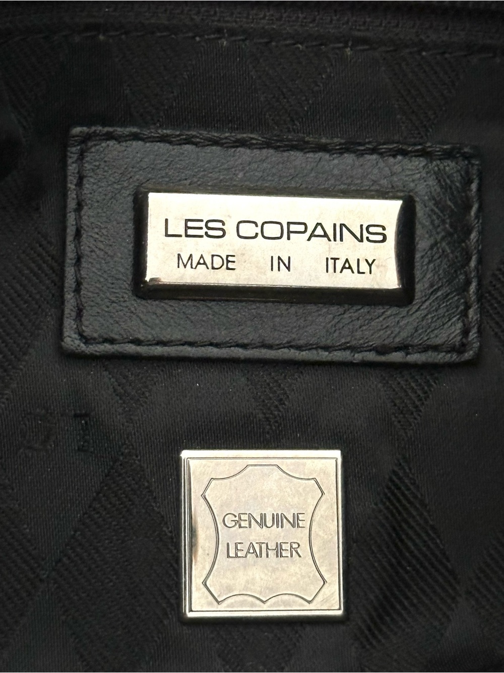 Les Copains Made in Italy Black Genuine Leather Crossbody White Stitching - Picture 6 of 9